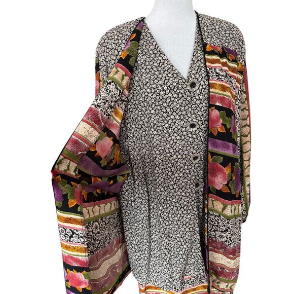 In Group ltd Vintage 80s abstract mixed floral skirt set w attached jacket sz 8 - Picture 7 of 16